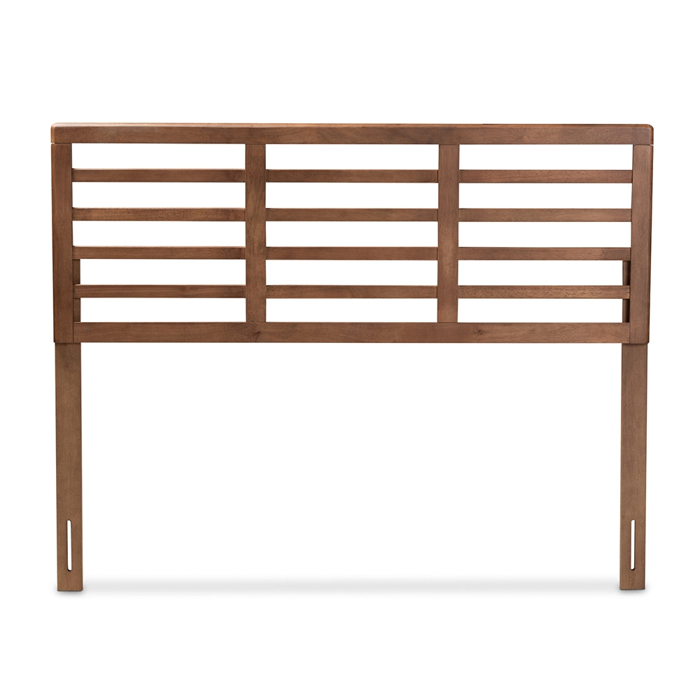 Baxton Studio Salome Mid-Century Modern Walnut Brown Finished Wood Full Size Open Slat Headboard