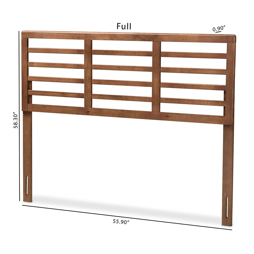 BAXTON STUDIO SALOME MID-CENTURY MODERN WALNUT BROWN FINISHED WOOD KING SIZE OPEN SLAT HEADBOARD