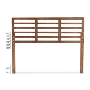 Baxton Studio Salome Mid-Century Modern Walnut Brown Finished Wood Full Size Open Slat Headboard