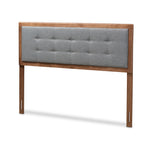 Load image into Gallery viewer, Baxton Studio Sarine Mid-Century Modern Dark Grey Fabric Upholstered Walnut Brown Finished Wood Full Size Headboard
