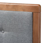 Load image into Gallery viewer, Baxton Studio Sarine Mid-Century Modern Dark Grey Fabric Upholstered Walnut Brown Finished Wood Queen Size Headboard
