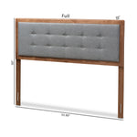 Load image into Gallery viewer, BAXTON STUDIO SARINE MID-CENTURY MODERN DARK GREY FABRIC UPHOLSTERED WALNUT BROWN FINISHED WOOD FULL SIZE HEADBOARD
