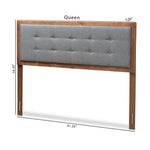 Load image into Gallery viewer, Baxton Studio Sarine Mid-Century Modern Dark Grey Fabric Upholstered Walnut Brown Finished Wood Full Size Headboard
