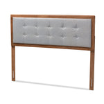 Load image into Gallery viewer, Baxton Studio Sarine Mid-Century Modern Light Grey Fabric Upholstered Walnut Brown Finished Wood Full Size Headboard
