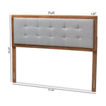 Load image into Gallery viewer, BAXTON STUDIO SARINE MID-CENTURY MODERN LIGHT GREY FABRIC UPHOLSTERED WALNUT BROWN FINISHED WOOD KING SIZE HEADBOARD
