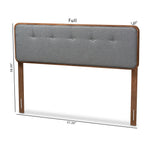 Load image into Gallery viewer, BAXTON STUDIO PALINA MID-CENTURY MODERN DARK GREY FABRIC UPHOLSTERED WALNUT BROWN FINISHED WOOD FULL SIZE HEADBOARD
