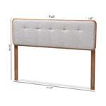 Load image into Gallery viewer, BAXTON STUDIO PALINA MID-CENTURY MODERN LIGHT GREY FABRIC UPHOLSTERED WALNUT BROWN FINISHED WOOD FULL SIZE HEADBOARD
