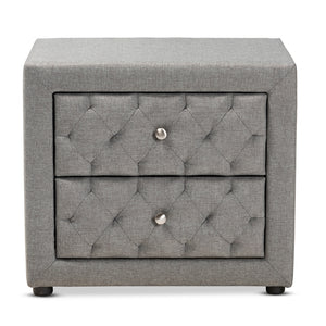 Baxton Studio Lepine Modern And Contemporary Gray Fabric Upholstered 2-Drawer Wood Nightstand