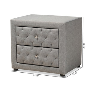 Baxton Studio Lepine Modern And Contemporary Gray Fabric Upholstered 2-Drawer Wood Nightstand