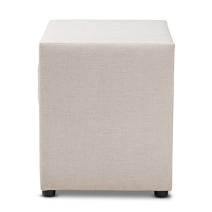 Baxton Studio Lepine Modern And Contemporary Light Beige Fabric Upholstered 2-Drawer Wood Nightstand