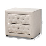 Load image into Gallery viewer, Baxton Studio Lepine Modern And Contemporary Light Beige Fabric Upholstered 2-Drawer Wood Nightstand
