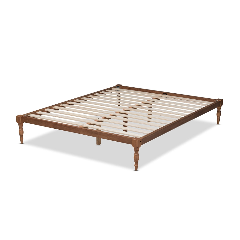 Baxton Studio Iseline Modern And Contemporary Walnut Brown Finished Wood Queen Size Platform Bed Frame