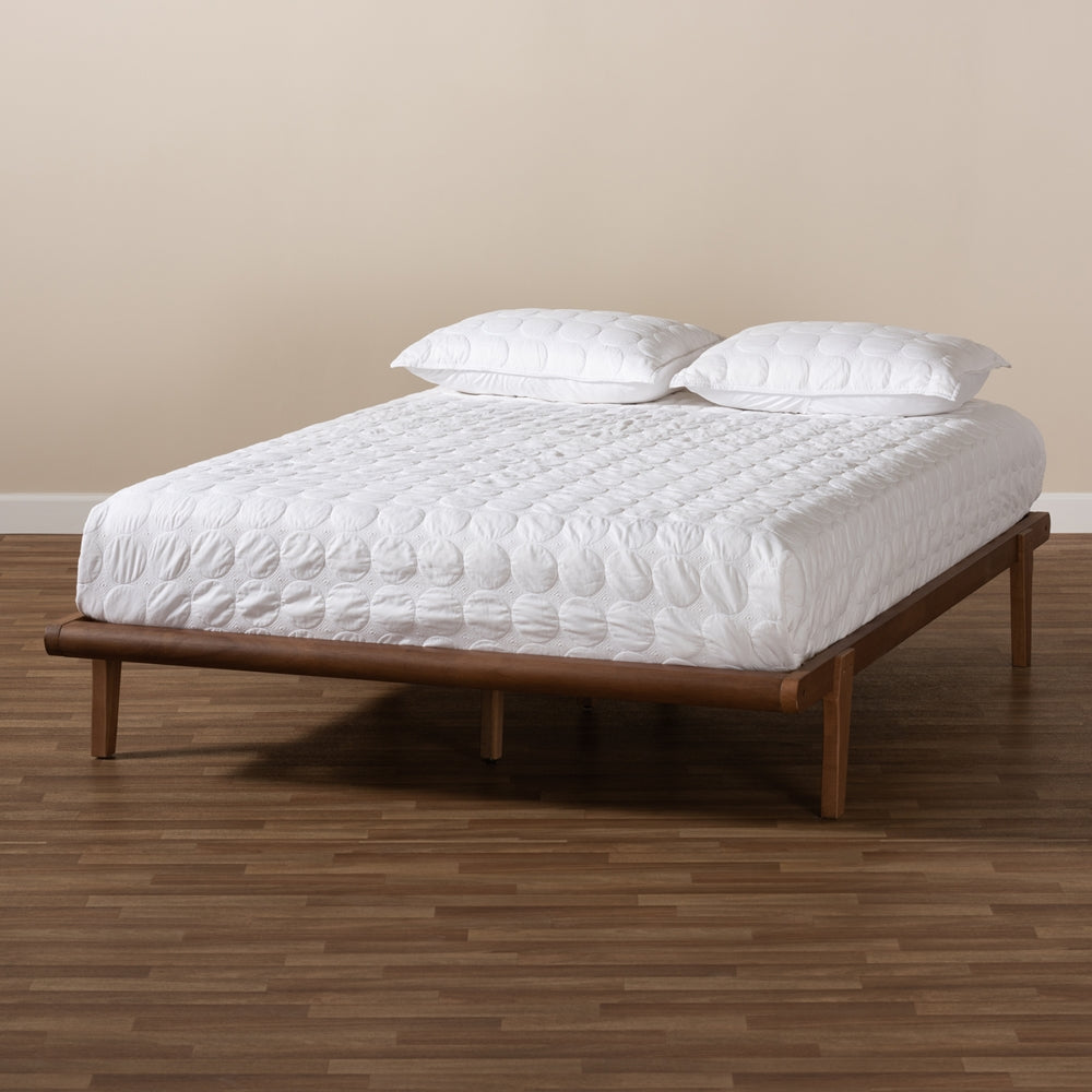 BAXTON STUDIO KAIA MID-CENTURY MODERN WALNUT BROWN FINISHED WOOD FULL SIZE PLATFORM BED FRAME