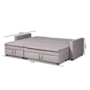 Baxton Studio Noa Modern And Contemporary Light Grey Fabric Upholstered Left Facing Storage Sectional Sleeper Sofa With Ottoman