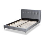 Load image into Gallery viewer, Baxton Studio Ingrid Glam And Luxe Silver Grey Velvet Fabric Upholstered King Size Platform Bed
