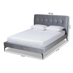 Load image into Gallery viewer, Baxton Studio Ingrid Glam And Luxe Silver Grey Velvet Fabric Upholstered Queen Size Platform Bed
