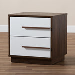 Load image into Gallery viewer, Baxton Studio Mette Mid-Century Modern Two-Tone White And Walnut Finished 2-Drawer Wood Nightstand
