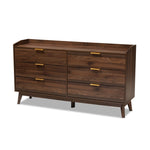 Load image into Gallery viewer, Baxton Studio Lena Mid-Century Modern Walnut Brown Finished 6-Drawer Wood Dresser
