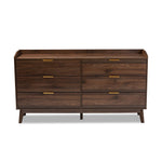 Load image into Gallery viewer, Baxton Studio Lena Mid-Century Modern Walnut Brown Finished 6-Drawer Wood Dresser
