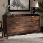 Load image into Gallery viewer, Baxton Studio Lena Mid-Century Modern Walnut Brown Finished 6-Drawer Wood Dresser
