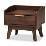 Load image into Gallery viewer, Baxton Studio Lena Mid-Century Modern Walnut Brown Finished 1-Drawer Wood Nightstand
