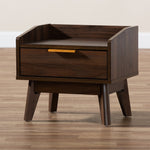 Load image into Gallery viewer, Baxton Studio Lena Mid-Century Modern Walnut Brown Finished 1-Drawer Wood Nightstand
