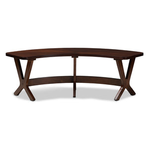 Baxton Studio Berlin Mid-Century Modern Walnut Finished Wood Curved Dining Bench