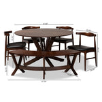 Load image into Gallery viewer, Baxton Studio Berlin Mid-Century Modern Black Faux Leather Upholstered Walnut Finished 6-Piece Wood Dining Set
