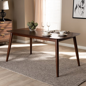 Baxton Studio Edna Mid-Century Modern Walnut Finished Wood Dining Table