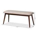 Load image into Gallery viewer, Baxton Studio Flora Mid-Century Modern Light Grey Fabric Upholstered Walnut Finished Wood Dining Bench
