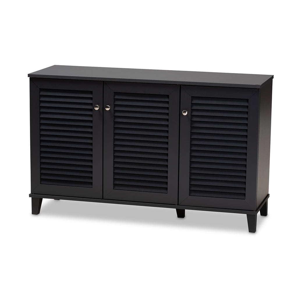 Baxton Studio Coolidge Modern and Contemporary Finished 8-Shelf Wood Shoe Storage Cabinet