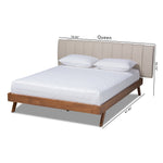 Load image into Gallery viewer, Baxton Studio Brita Mid-Century Modern Light Beige Fabric Upholstered Walnut Finished Wood King Size Bed
