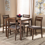 Load image into Gallery viewer, Baxton Studio Lovy Modern And Contemporary Gray Fabric Upholstered Dark Walnut-Finished 5-Piece Wood Dining Set
