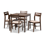 Load image into Gallery viewer, Baxton Studio Lovy Modern And Contemporary Beige Fabric Upholstered Dark Walnut-Finished 5-Piece Wood Dining Set
