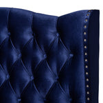 Load image into Gallery viewer, Baxton Studio Hanne Glam And Luxe Purple Blue Velvet Fabric Upholstered Queen Size Wingback Bed
