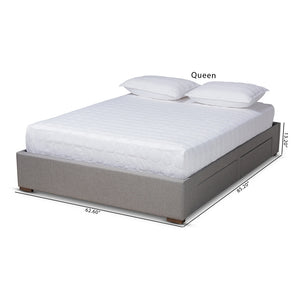 Baxton Studio Leni Modern And Contemporary Light Grey Fabric Upholstered 4-Drawer Queen Size Platform Storage Bed Frame