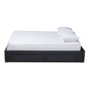 Baxton Studio Leni Modern And Contemporary Dark Grey Fabric Upholstered 4-Drawer Queen Size Platform Storage Bed Frame