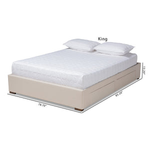 Baxton Studio Leni Modern And Contemporary Beige Fabric Upholstered 4-Drawer King Size Platform Storage Bed Frame