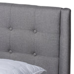 Load image into Gallery viewer, Baxton Studio Naya Mid-Century Modern Grey Fabric Upholstered King Size Wingback Platform Bed
