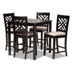 Load image into Gallery viewer, Baxton Studio Caron Modern And Contemporary Sand Fabric Upholstered Espresso Brown Finished 5-Piece Wood Pub Set
