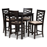 Load image into Gallery viewer, Baxton Studio Lanier Modern And Contemporary Sand Fabric Upholstered Espresso Brown Finished 5-Piece Wood Pub Set
