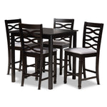 Load image into Gallery viewer, Baxton Studio Lanier Modern And Contemporary Gray Fabric Upholstered Espresso Brown Finished 5-Piece Wood Pub Set
