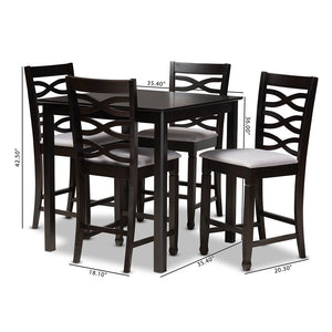 Baxton Studio Lanier Modern And Contemporary Gray Fabric Upholstered Espresso Brown Finished 5-Piece Wood Pub Set