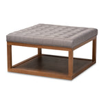 Load image into Gallery viewer, Baxton Studio Alvere Modern And Contemporary Grey Fabric Upholstered Walnut Finished Cocktail Ottoman
