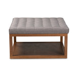 Load image into Gallery viewer, Baxton Studio Alvere Modern And Contemporary Grey Fabric Upholstered Walnut Finished Cocktail Ottoman
