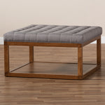 Load image into Gallery viewer, Baxton Studio Alvere Modern And Contemporary Grey Fabric Upholstered Walnut Finished Cocktail Ottoman
