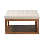 Load image into Gallery viewer, Baxton Studio Alvere Modern And Contemporary Beige Fabric Upholstered Walnut Finished Cocktail Ottoman
