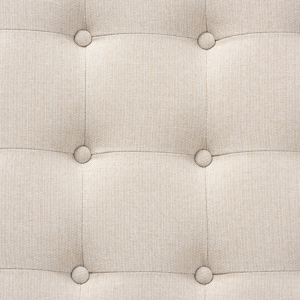 Baxton Studio Alvere Modern And Contemporary Beige Fabric Upholstered Walnut Finished Cocktail Ottoman