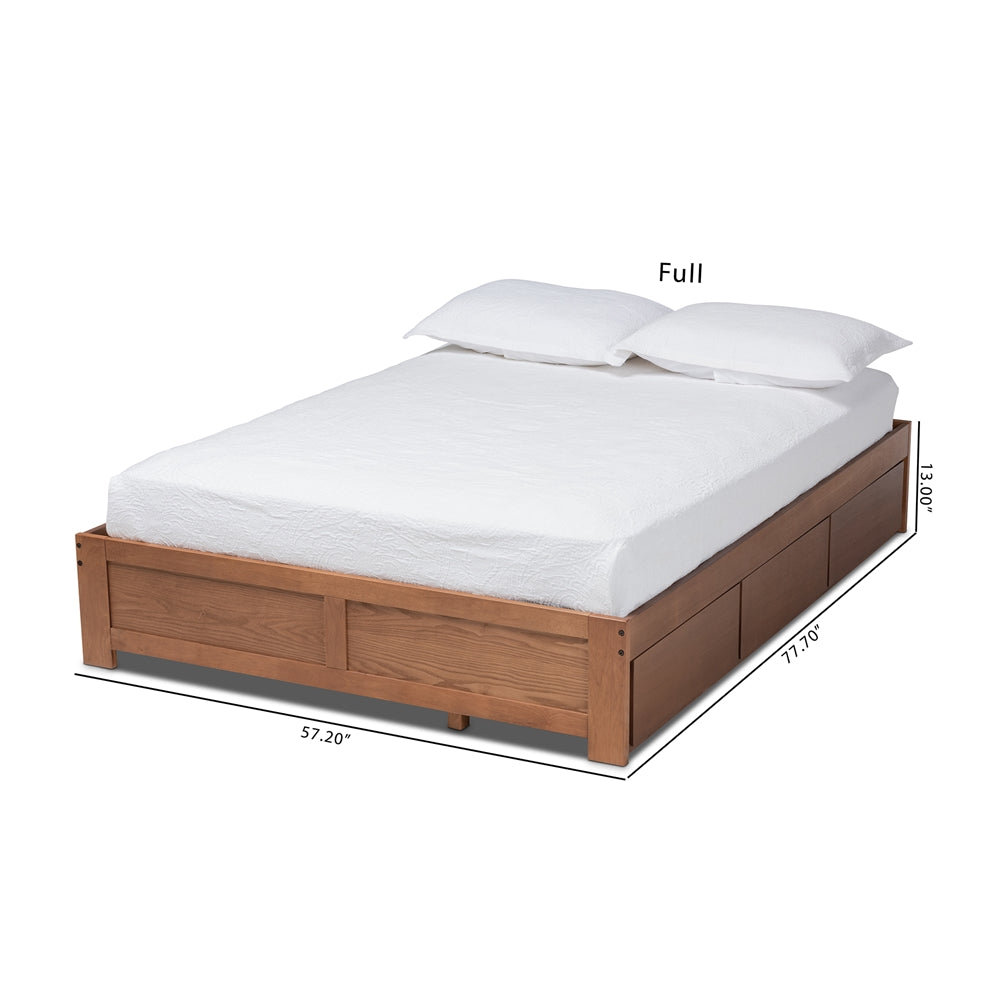 Baxton Studio Wren Modern And Contemporary Walnut Finished 3-Drawer King Size Platform Storage Bed Frame