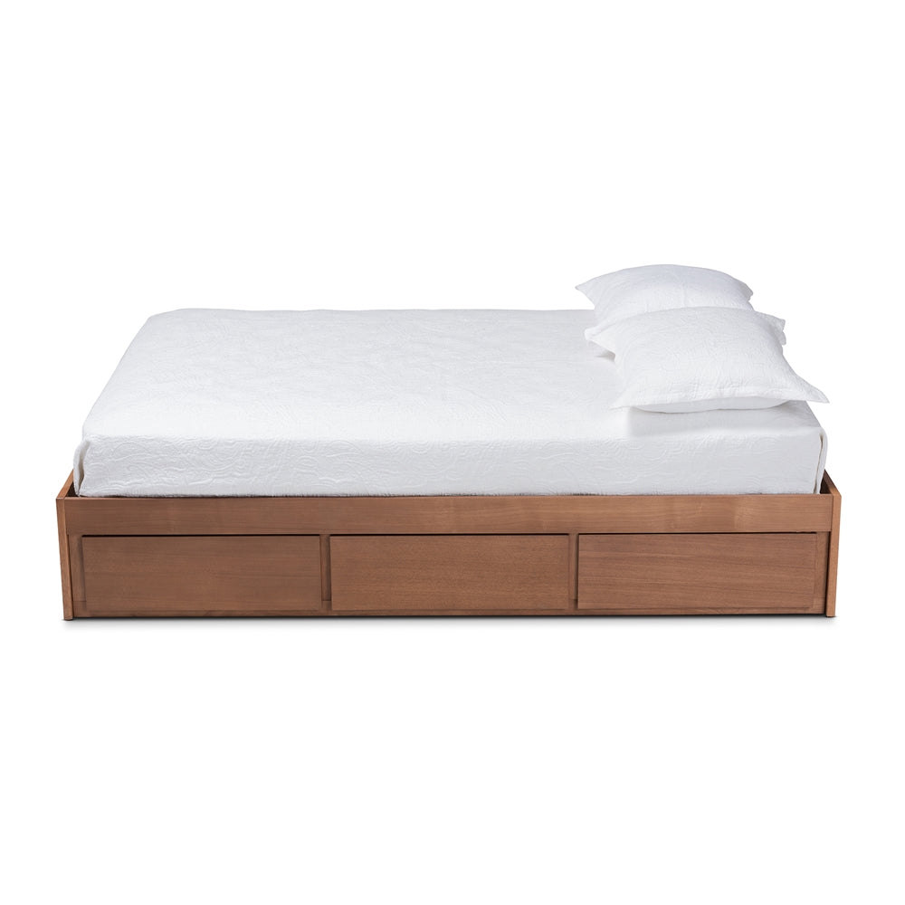 Baxton Studio Wren Modern And Contemporary Walnut Finished 3-Drawer Full Size Platform Storage Bed Frame